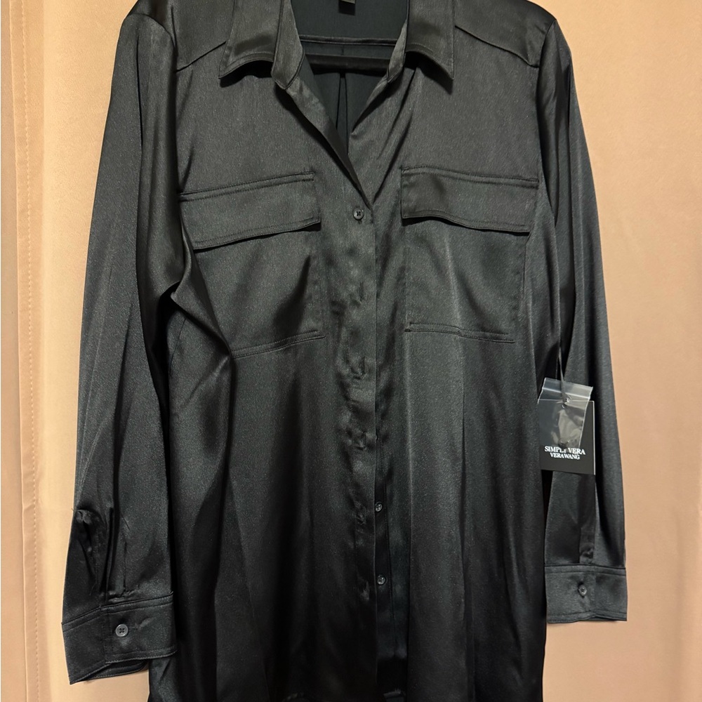 Simply Vera Vera Wang women's Black Dress Shirt